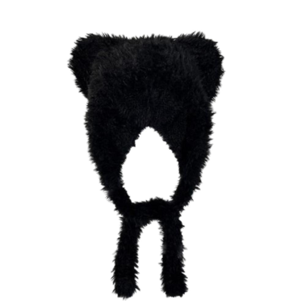 

Мультяшные плюшевые шапки-пуловеры, мягкие плюшевые наушники, шапка Y2K, милая шапка с кошачьими ушками, женские чёрный