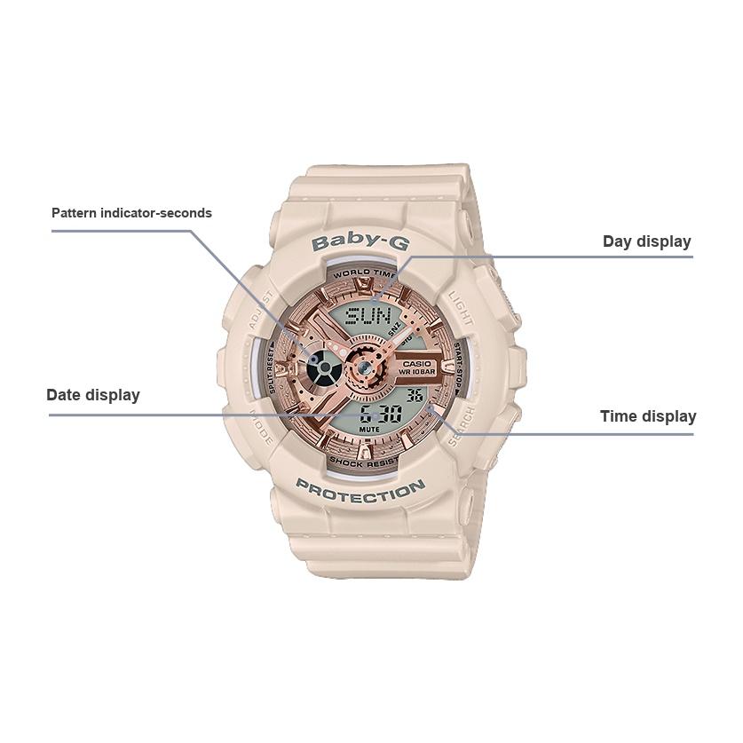 Casio Baby-G Series 100M Waterproof Quartz Movement Resin Strap Watch Pink Dial Women watches BA-110XCP-4A