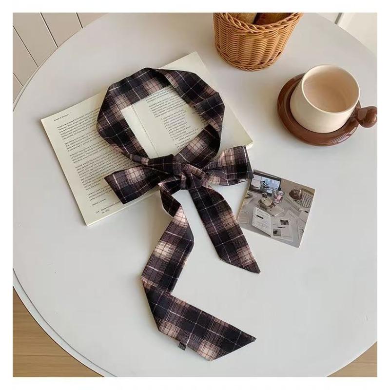 Leopard Print Long Silk Scarf Retro Neck Protector Scarf Small Wrist Millennial Fashion Streamer Belt Belt Tied Hair Band