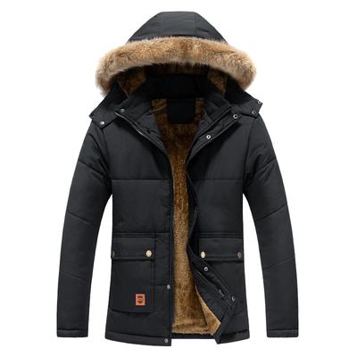 Cotton Jacket for Men In Winter, with Added Velvet and Thick Coat, Hooded for Warmth, Medium To Long Cotton Jacket