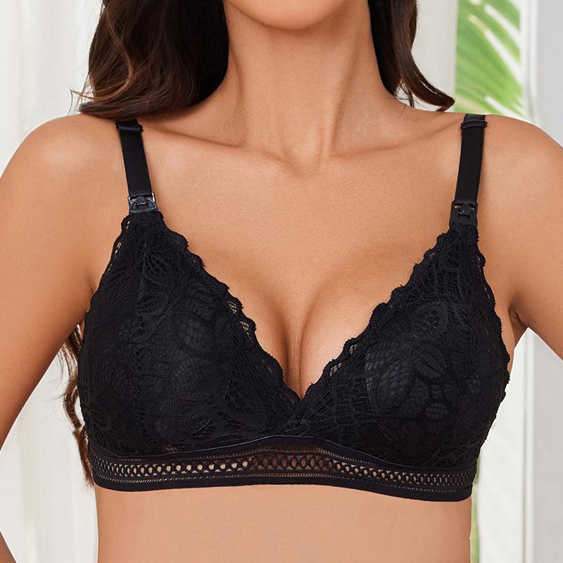 French Lace Triangle Cup Wire-Free Maternity Nursing Bra
