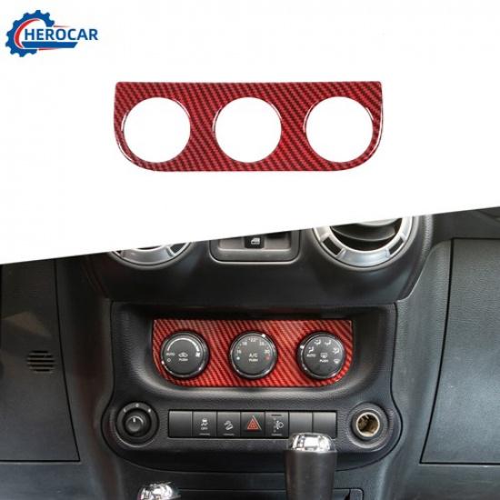 Air Conditioner Switch Decor Cover Trim For Jeep Wrangler JK 11-17 Red Carbon