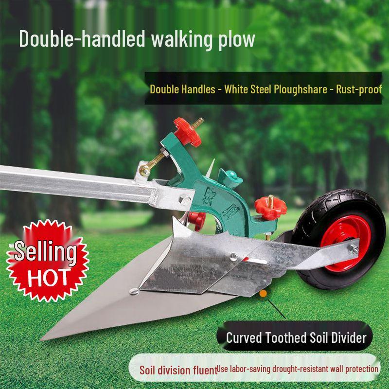 Manual Hand-Pulled Plow: Micro-Tiller & Ridger - Ideal for Seniors and Home Use