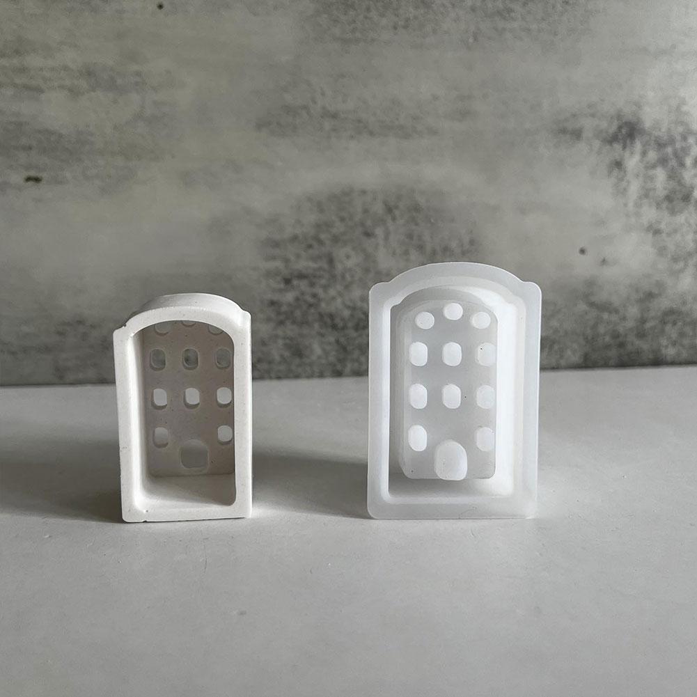 4pcs Hollow House Candle Holder Silicone Mold DIY Candle Holder Ornaments Resin Molds Houses Candlestick Ornament Plaster Molds China Mainland