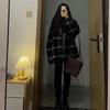 Plus Size Plaid Woolen Coat Women's Autumn and Winter Fat Loose Retro Elegant Woolen Coat Ins Trendy