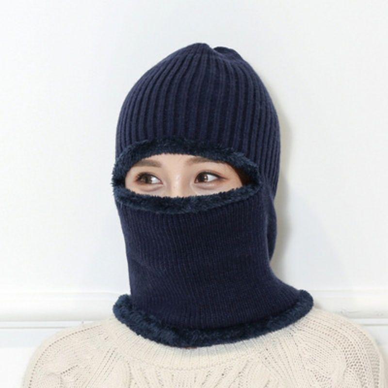 

Зимняя теплая мужская шапка-шарф, дышащая шерстяная вязаная шапка, коралловый флис, балаклава, шапки для женщин, двухслойная защитная шапка темно-синий