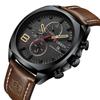Curren 8324 Men's Waterproof Leather Strap Six-Hand Calendar Watch