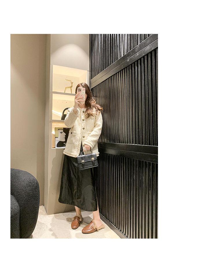 Autumn/Winter 2025 Women's Fuzzy Mule Slippers with Chunky Heels and Round-Toe Design