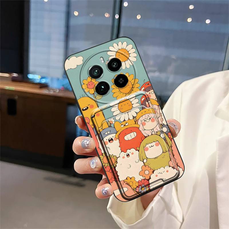 Stoßfeste Vollschutz-Handyhülle für Realme GT5 Pro TPU-Rückseite Niedliches Modedesign Kartenfach Schmutzabweisend Cartoon
