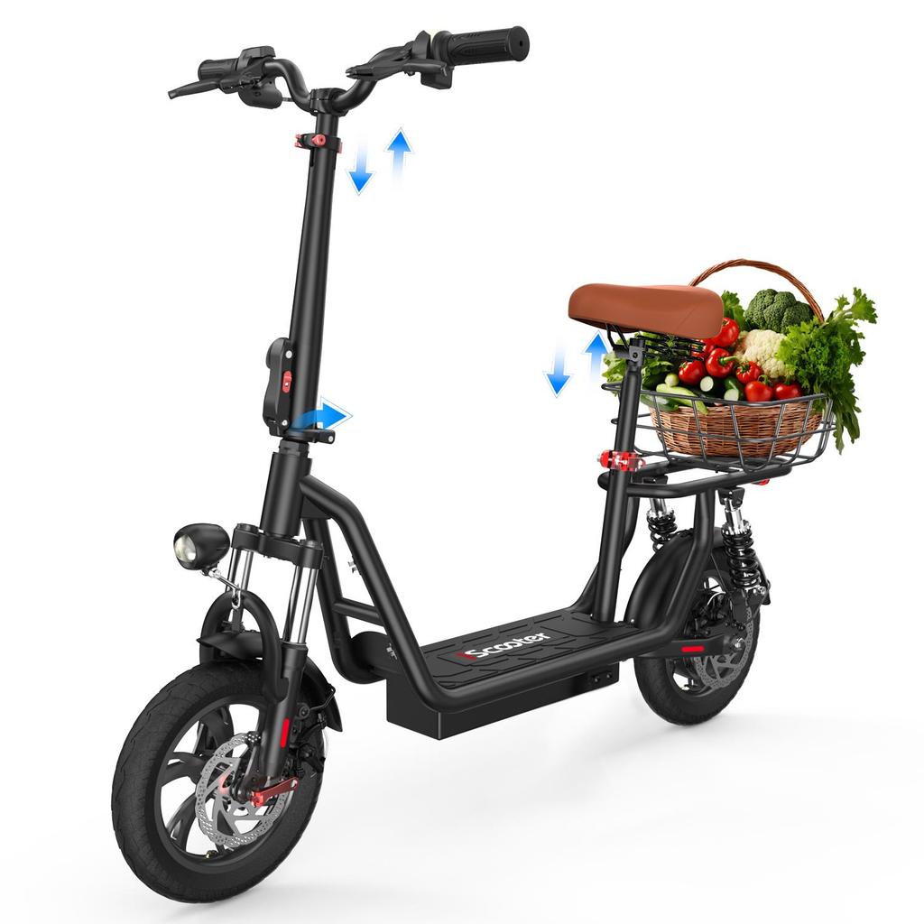 iScooter Electric Scooter I12 25KM/H 500W 7.5Ah 12 Inch Pneumatic Road Tire 30-35KM Range with Basket Escooters