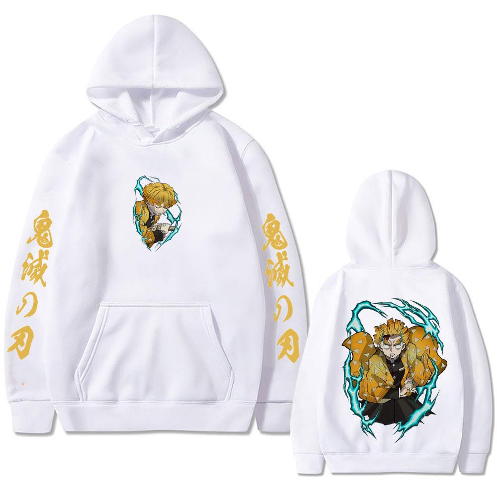 Anime Demon Slayer Agatsuma Zenitsu Graphic Hoodie Men Women Clothing Cartoon Oversized Sweatshirt Men's Hoodies