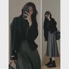 Women's 2024 Autumn French Style Long-Sleeve Short Coat & Midi Slim Skirt Suit