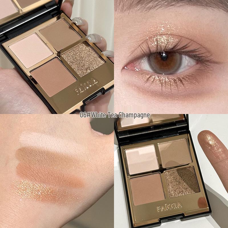 

FAICCIA Mojito Four-Color Eyeshadow Palette: Shimmering Pink, Brown, Earth Tone, Smoky Matte, Highlighting.