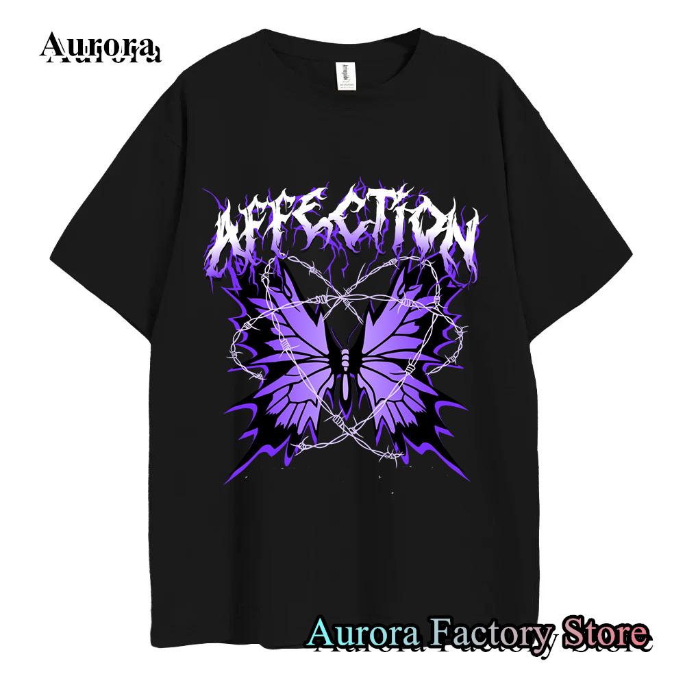 Men Women Summer Fashion Cotton T-Shirt Purple Butterfly Tops Tees Male Casual Short Sleeve Clothing Harajuku Streetwear