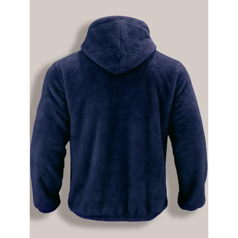 Men's Coral Fleece Jacket Hoodie Thickened Autumn Winter Warm Zipper Hooded New Arrival Comfortable Sweatshirt