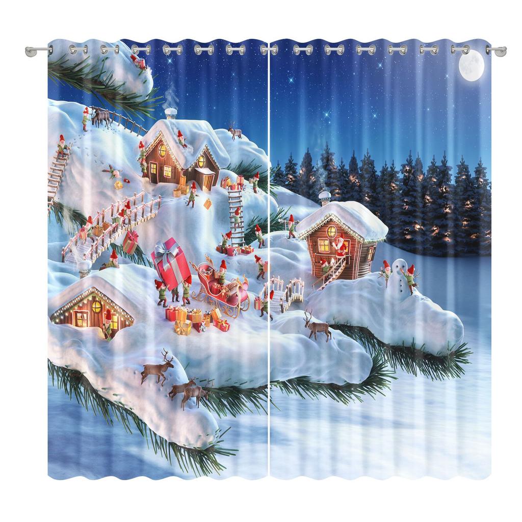Weihnachtsvorhänge Schlafzimmer Wohnzimmer Balkon Verdunkelungsvorhänge Büro Hotel Isolationsvorhänge
