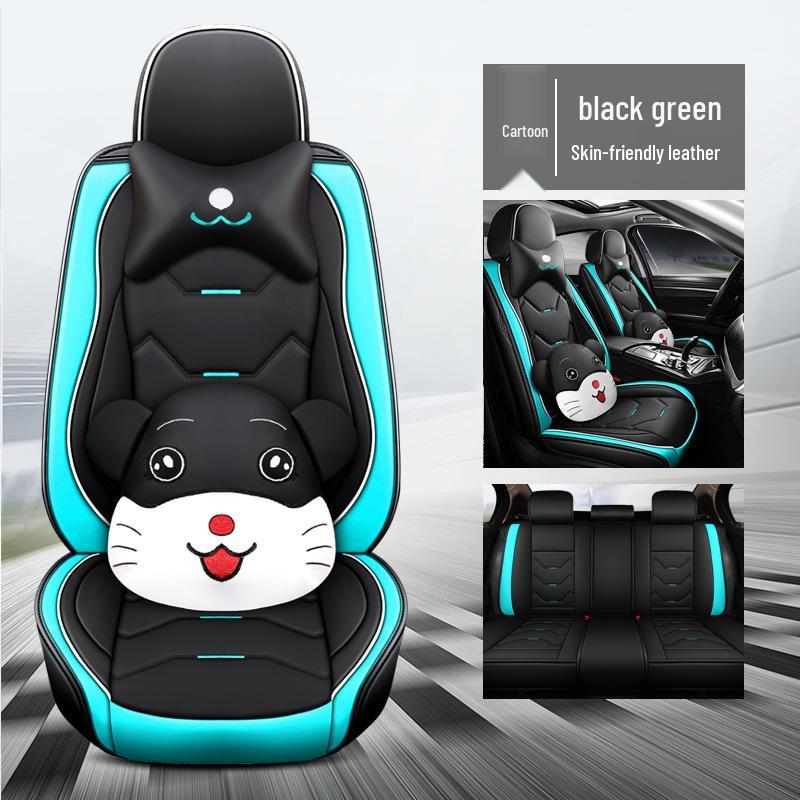 2022 Cartoon Mouse Leather Car Seat Covers - Universal, Four Seasons Full Wrap Set