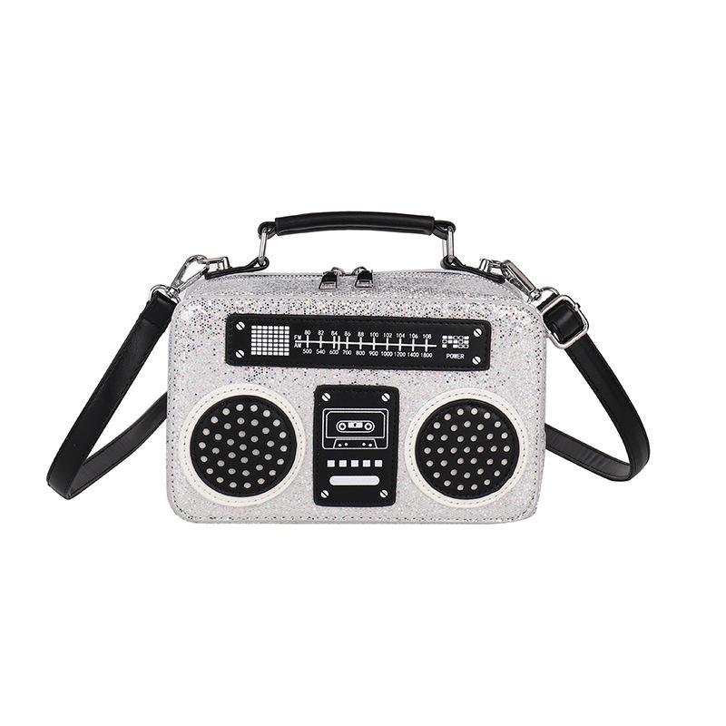 Bolsa rádio com lantejoulas para comércio exterior 2025 nova moda europeia e americana bolsa de ombro de cor contrastante bolsa mensageiro versátil feminina