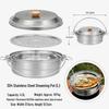 CLS 4.3L Stainless Steel Outdoor Steamer Pot - Portable for Rice, Noodles, Soup Cooking, with Steaming Basket