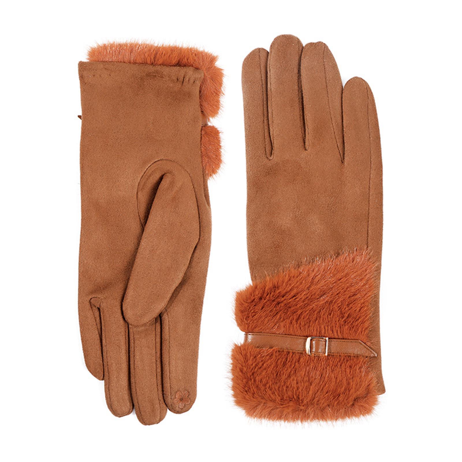 

Deer Skin Lamb Wool Warm Gloves For Men And Women Cycling Skiing Gloves With Thick Velvet Gloves One Size