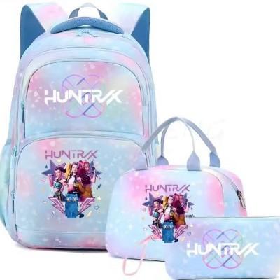Large Capacity Schoolbag with Shoulder Strap; Student Three-piece Pencil Case Set