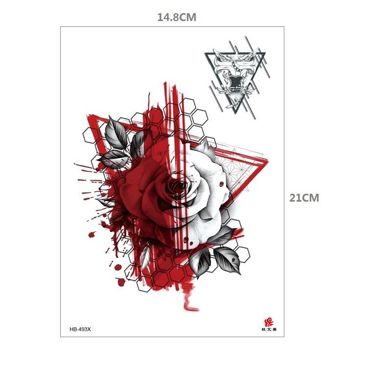 Clown Mouth Flower Body English Color Lion Tiger Half Arm Animal Pattern Water Transfer Simulation Tattoo Sticker