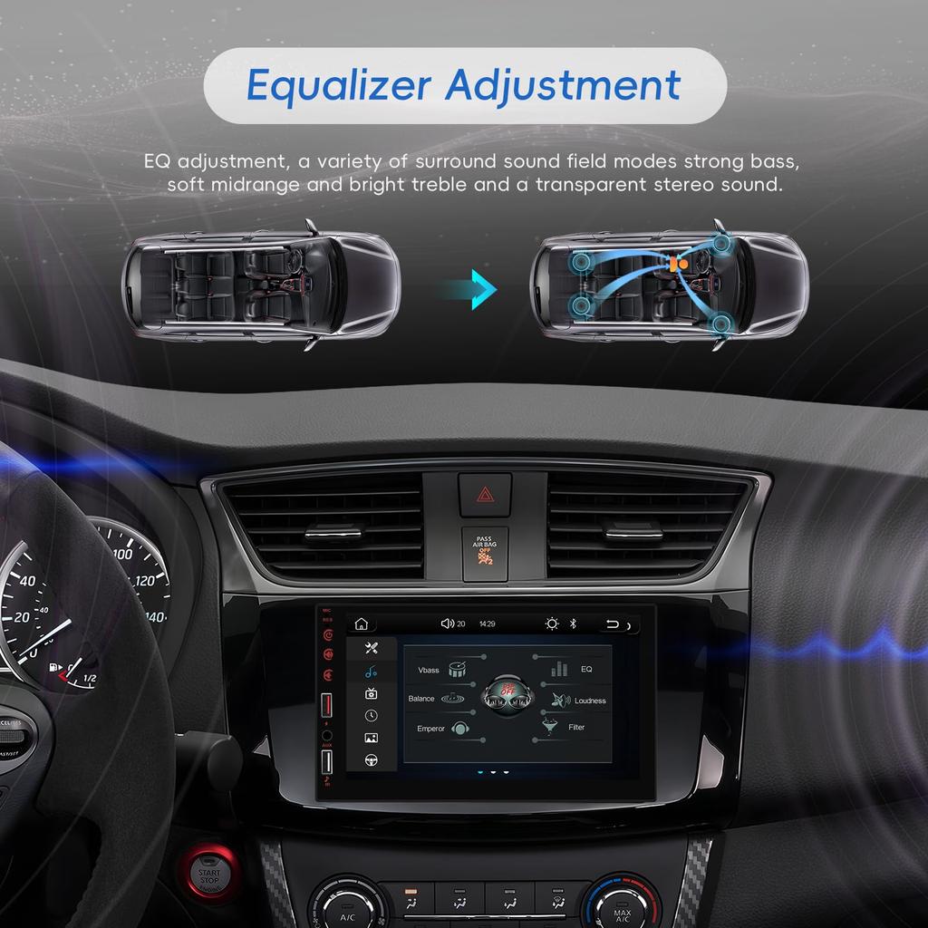 Double Din Wireless Carplay Android Auto Car Stereo, 7" IPS Touch Screen Car Audio