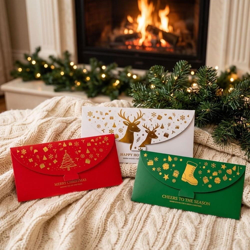 3pcs Gold Foil Cash Envelopes Xmas Tree Holiday Envelopes Christmas Gift Envelopes  New Year Party