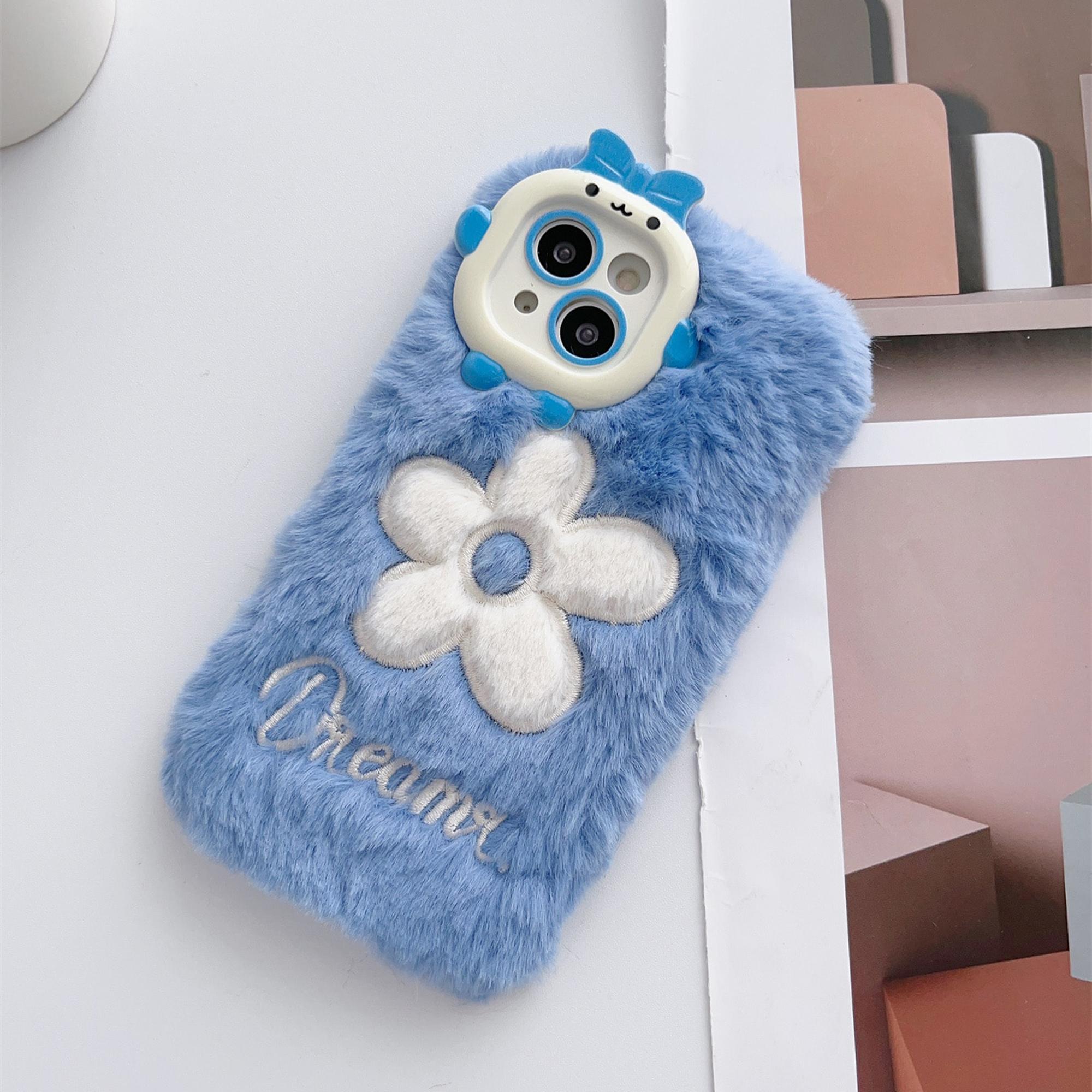 

Мультяшный вышитый цветочный плюшевый чехол для телефона iPhone11 12 13 14 15 Plus Pro Max, всеобъемлющий плюшевый чехол для телефона For iPhone 15 Pro Max