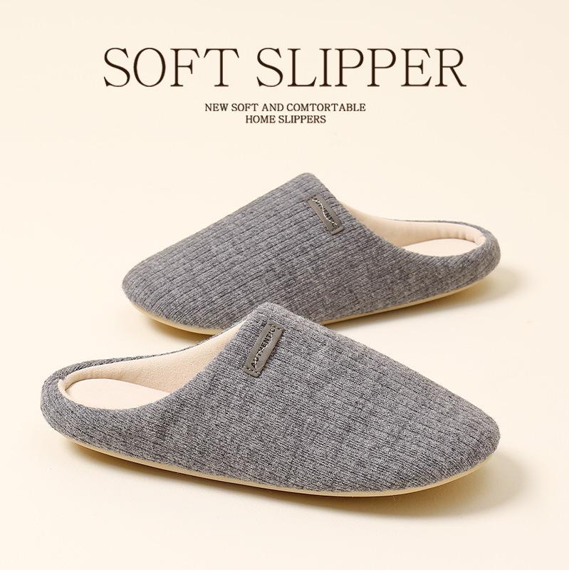 

Хлопковые тапочки мужские и женские для дома и улицы зимние новые нескользящие с толстой мягкой подошвой теплые плюшевые тапочки для пары 44-45 серый