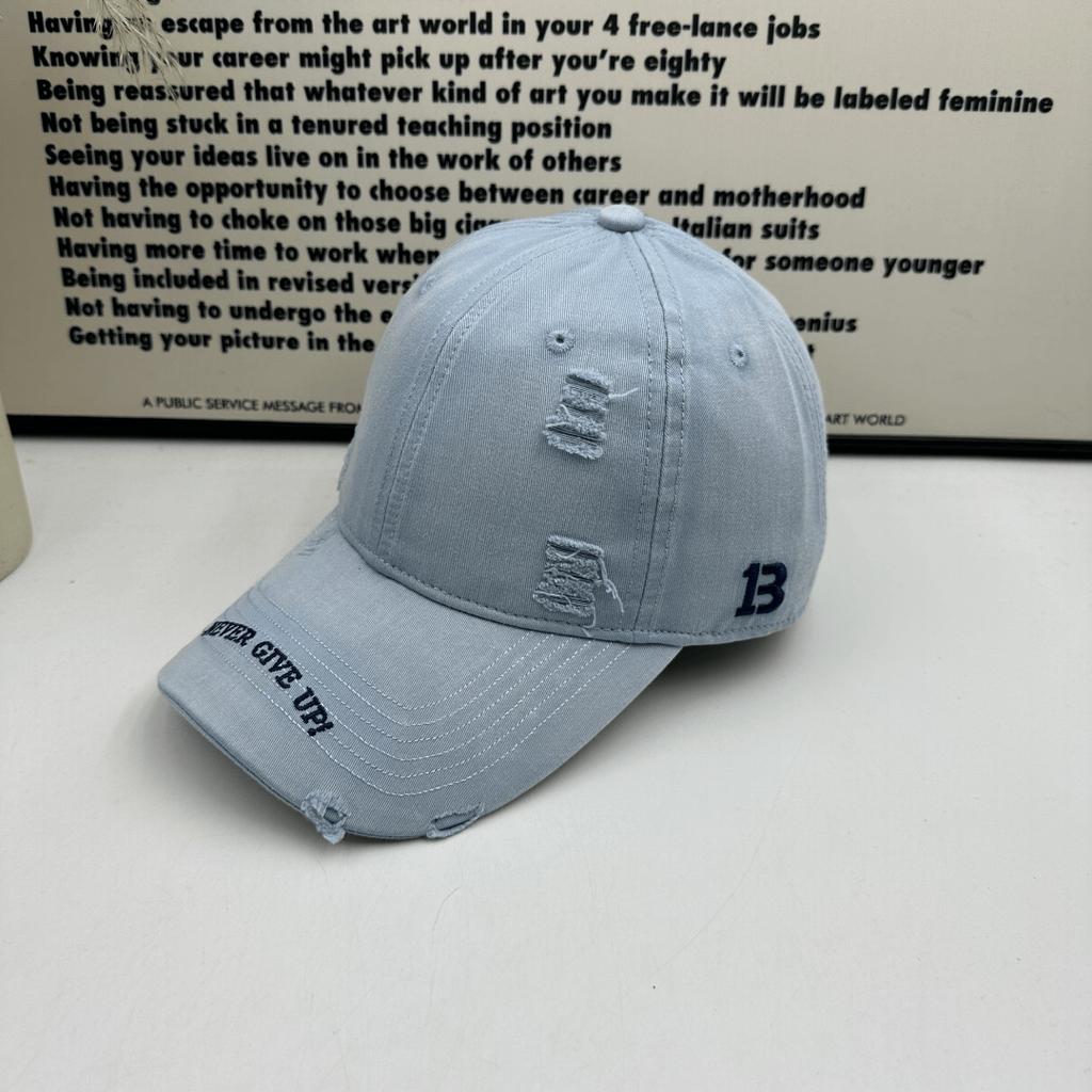 New Soft Top Washed American Retro Ripped Baseball Cap Men's and Women's Letter Embroidered Cap Sunshade Sunscreen Hat