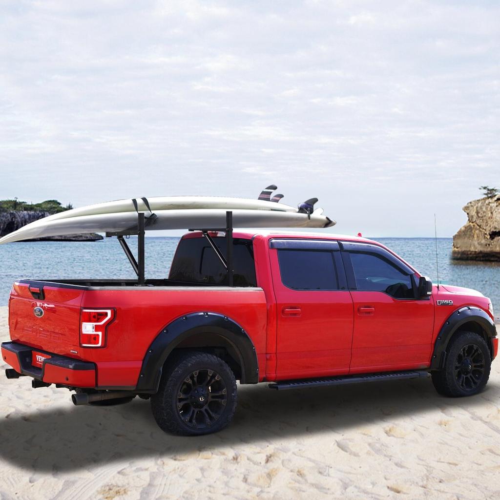 Truck Rack, 19-34inch Extendable Truck Ladder Rack, 38.6"-43.6" Adjustable Height, 250 lbs Capacity Steel Ladder Rack for Truck, Heavy Duty Truck Bed