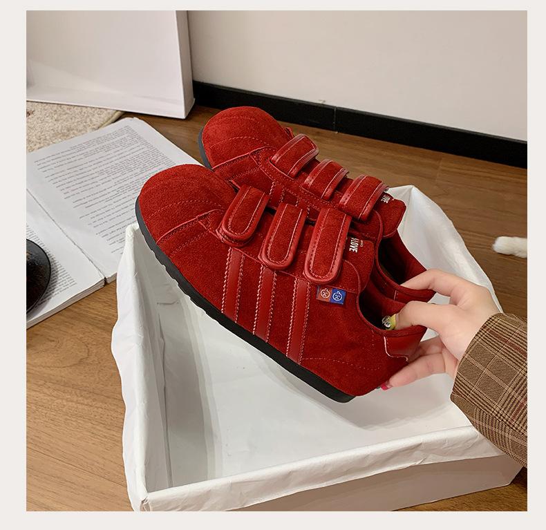 

Платформа с ракушечным носком, липучка, немецкие тренировочные туфли женские, лето 2025, новинка, увеличивающие рост, универсальные спортивные и для отдыха, туфли с большим носком 40 бордовый