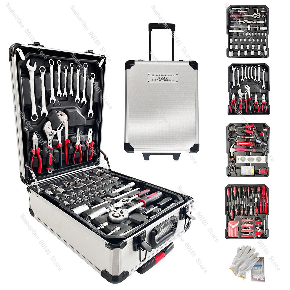 499-Piece Sleeve Combination Auto Repair Tools: Household Manual Wrench Set, Ratchet Screwdriver Hardware Toolbox