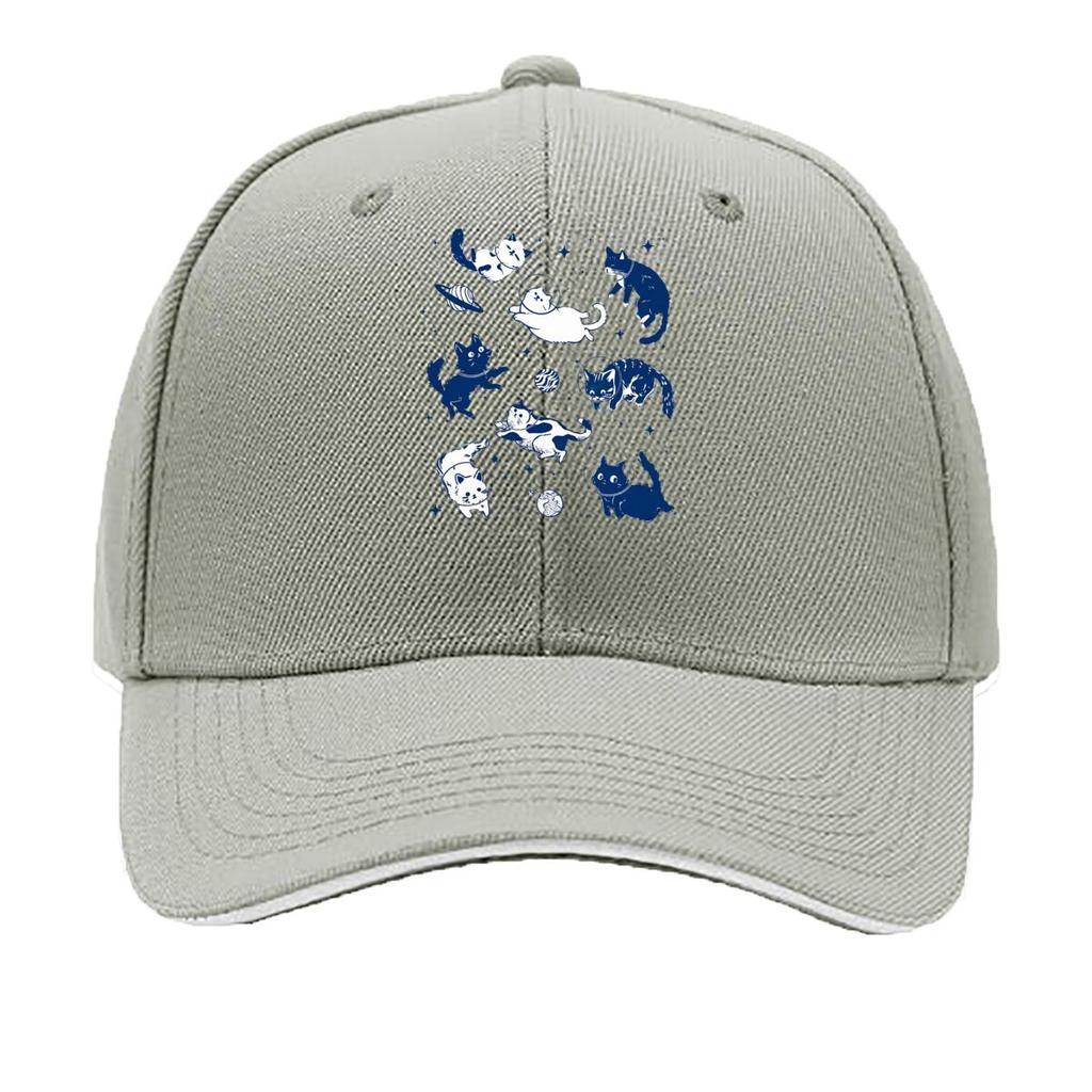 Funny Cats In Space Astronaut Cat Galaxy Illustration Sandwich Baseball Cap Sun Cap Outdoor Workouts Hat