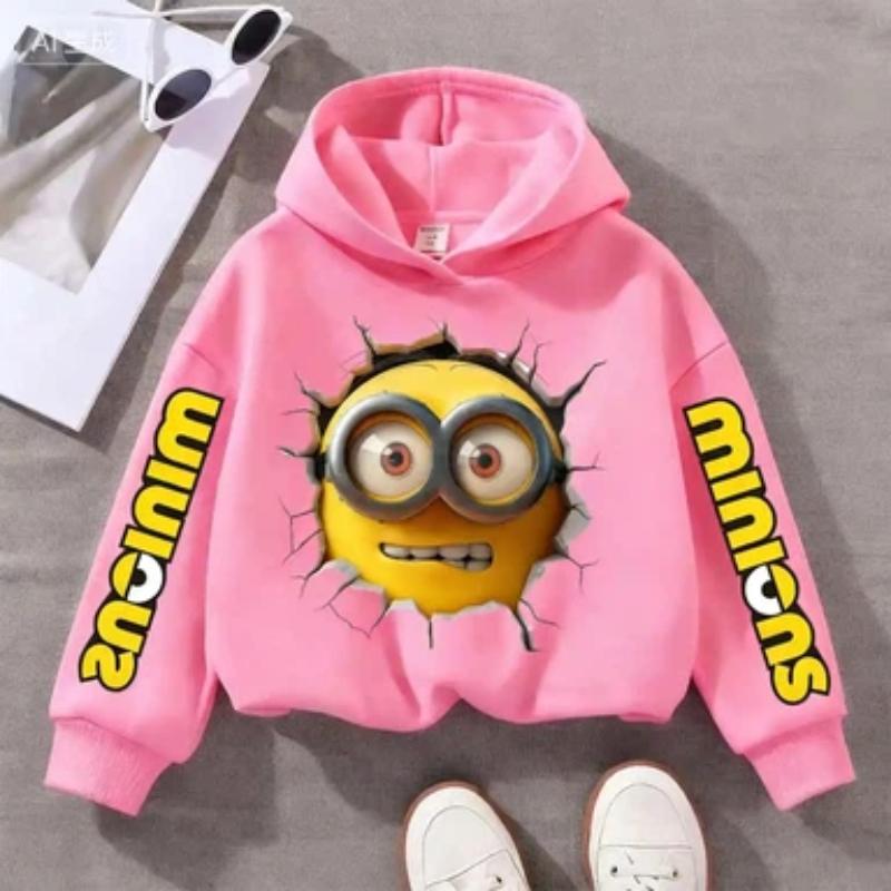 Children's Sweatshirt with Funny Minions Print for Autumn/winter, Suitable for Boys and Girls, Loose and Comfortable with a Hood