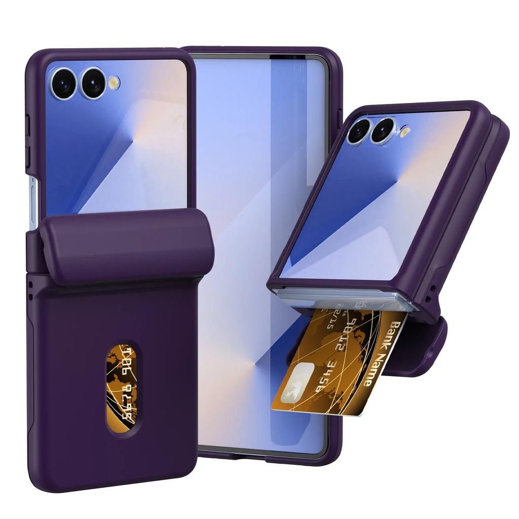Huidachtig Harde Schaal met Scharnierbescherming Telefoonhoesje voor Samsung Galaxy Z Flip 7 Flip7 5G Kaarthouder Beschermhoes