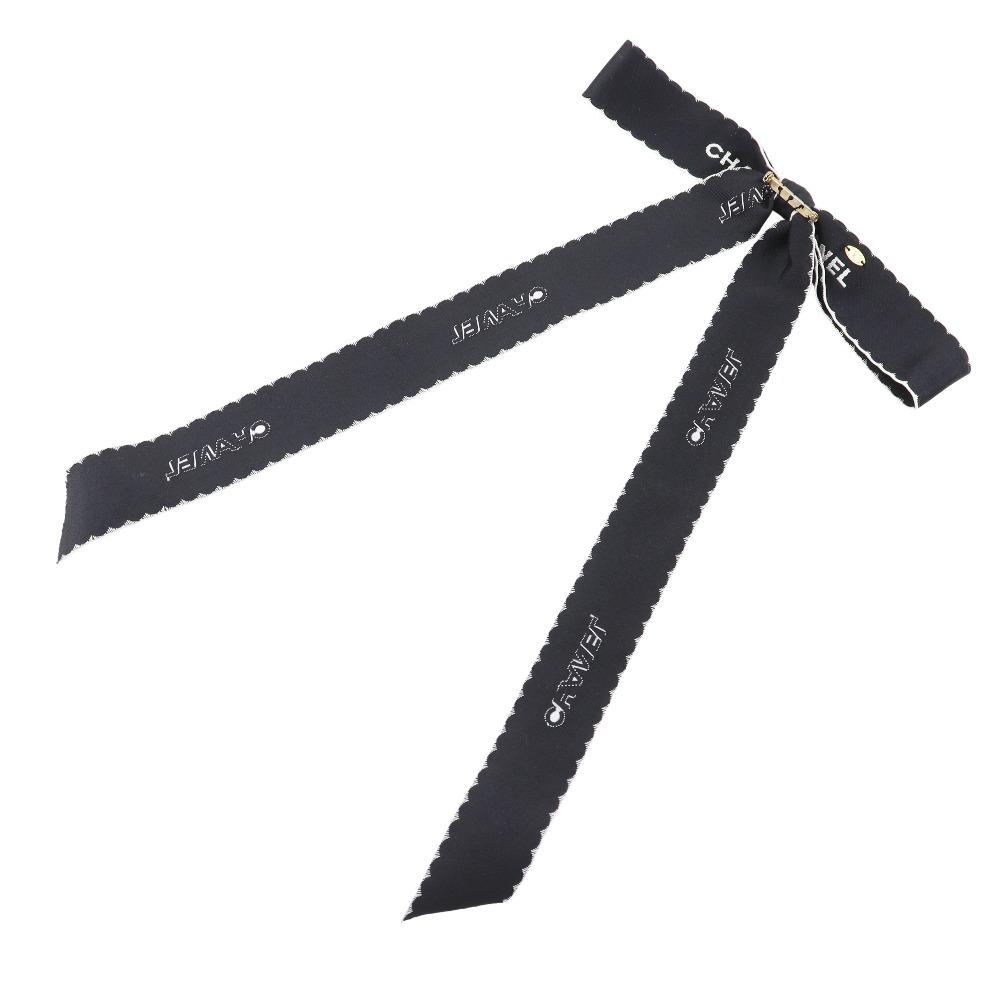 Chanel Ribbon Brooch Logo Vintage Black / White Satin Ribbon 15g Women Used