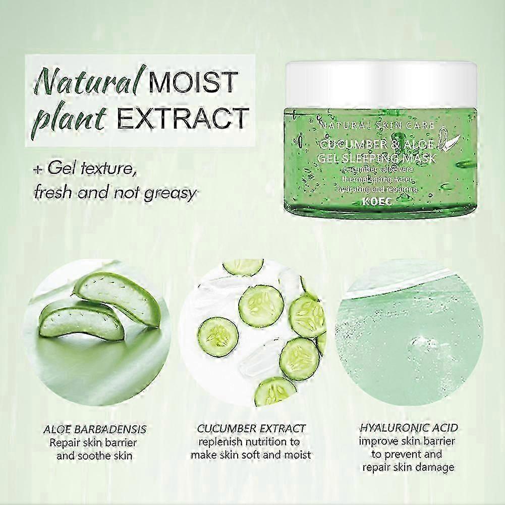 Cucumber & Aloe Sleeping Gel Mask, Hydrating Overnight Sleeping Mask for After Sun Care & Daily Skin Care
