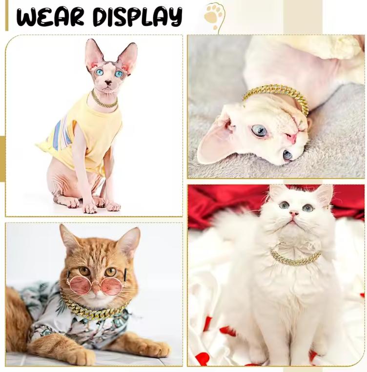 Dog Chain Collar Luxury Gold Pet Metal Chain Collar For Small Medium Large Dogs Cats Pet Jewelry Necklace Accessorie