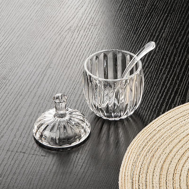 Kitchen Seasoning Jar with Lid Moisture-proof and Ash-proof Crystal Glass Storage Jar Storage Box Salt Jar Seasoning Box