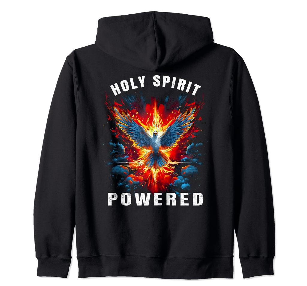 Holy Spirit Powered Dove With Fire Christian Unisex Zip Hoodie