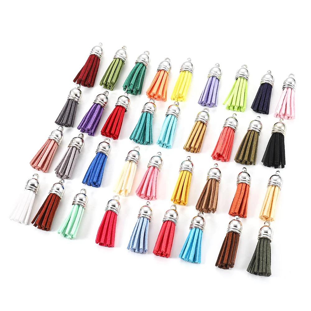 10/20/60pcs 38mm Vintage Leather Tassels Fringe For DIY Jewelry Making Keychain Cellphone Strap Pendant Accessories