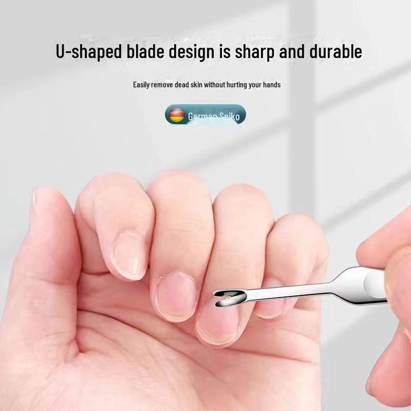 Conjunto de manicure em aço inoxidável: Tesouras de Pele Morta, Farpas Esfoliantes, Alicates para Calos, Lima de Unha Cónica.