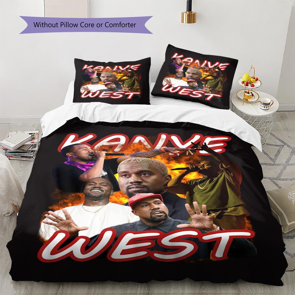 Kanye West Hip‑hop Rapper Collage Print 3‑Pieces Duvet Cover Set Bedding Without Pillow Core Comforter Music Fan Bedroom Decor