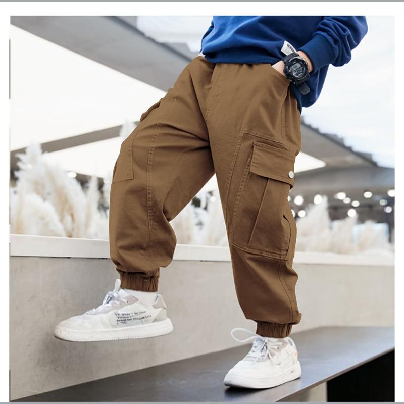 Spring and Autumn Boys'  Casual Overalls Pants Teenage Straight Trousers Kids Hip Hop Joggers Pants High Waist Vintage Streetwear Baggy Sweatpants