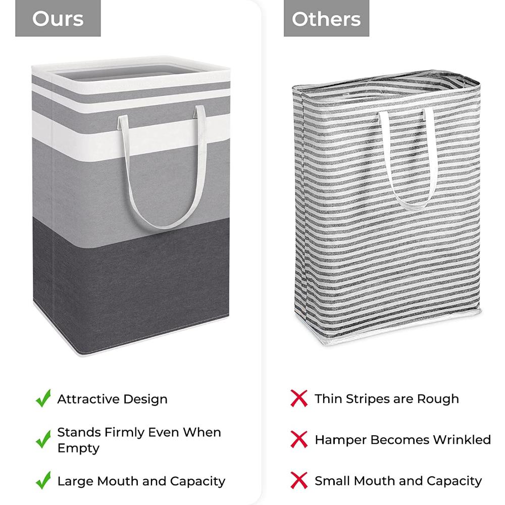 1-piece Large Laundry Basket, Waterproof, Freestanding Laundry Basket, Foldable Tall Clothes Basket with Extended Handle, Suitable