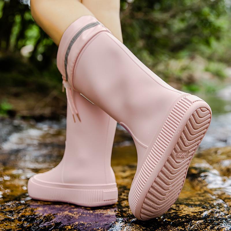New Fashion High Tube Thick-soled Rain Boots Women's Outer Wear Bundle Non-slip Water Shoes Warm Rain Shoes Waterproof Glue Shoes Fashion