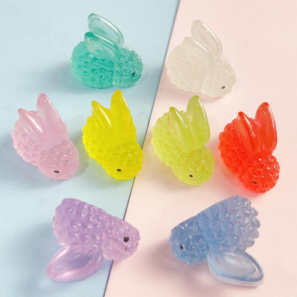 10Pcs Kids Night Glow Resin Animals Rabbit Flat Back Embellishments Scrapbook Kawaii Diy Decorative Accessories Adult Toys Gift