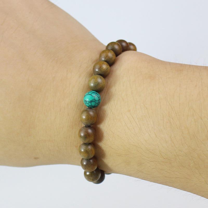 Simple Green Sandalwood Bracelet: Unisex, Single Circle Retro Ethnic Style with Natural Fragrance In Small Size for Students and Couples
